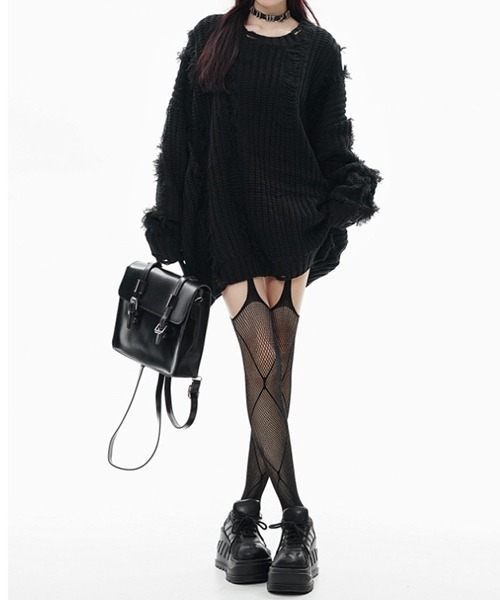 【セール】Fringe damage knit / フリンジダメージニット（ニット/セーター）｜Chick（チック）