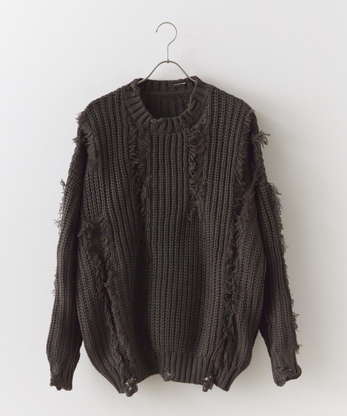 セール】Fringe damage knit / フリンジダメージニット（ニット