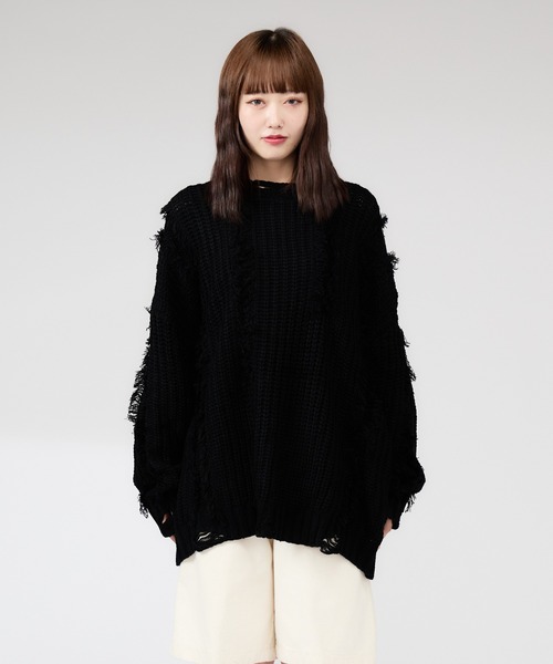 セール】Fringe damage knit / フリンジダメージニット（ニット