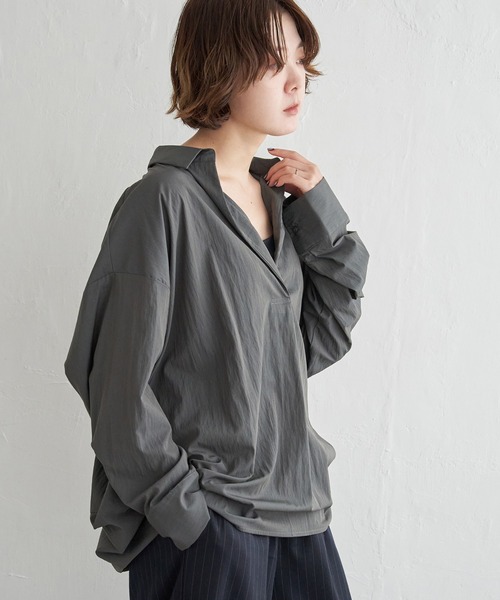 notch.(ノッチ)の「C/Nスキッパーシャツ(シャツ/ブラウス・レディース・オフホワイト/チャコール/ベージュ・M)」の22枚目の写真