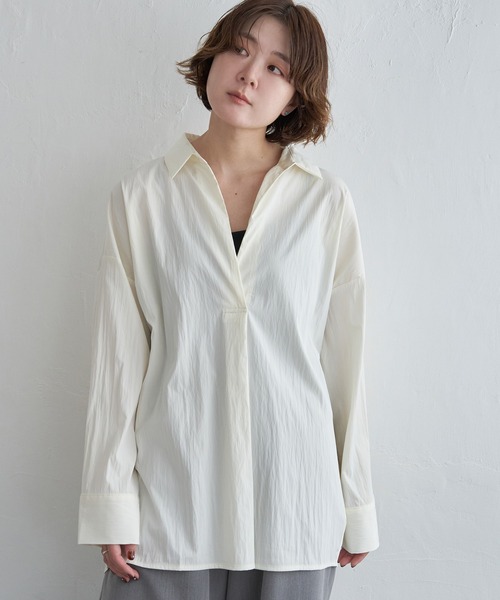 notch.(ノッチ)の「C/Nスキッパーシャツ(シャツ/ブラウス・レディース・オフホワイト/チャコール/ベージュ・M)」の15枚目の写真
