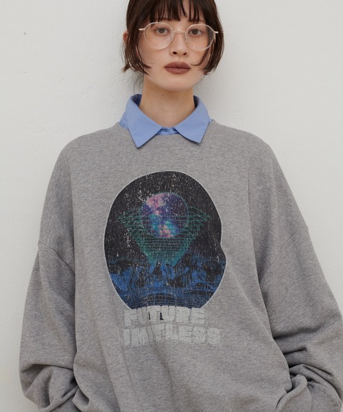 LARUTA(ラルータ)の「【LARUTA】FUTURE LIMITLESS 裏毛プルオーバー(Tシャツ/カットソー・レディース・オフホワイト/グレー/チャコールグレー・FREE)」の18枚目の写真