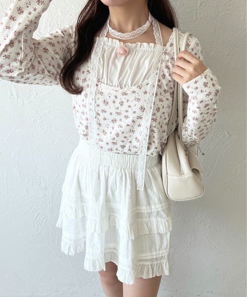 apres jour(アプレジュール)の「レースリボン付きレイヤード風トップス【ZOZOTOWN限定アイテム】(Tシャツ/カットソー・レディース・ブルー/ライトグレー/ピンク・X-LARGE/フリー)」の20枚目の写真