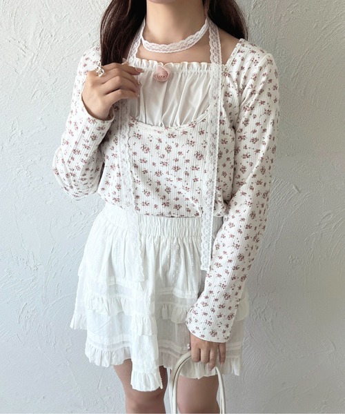 apres jour(アプレジュール)の「レースリボン付きレイヤード風トップス【ZOZOTOWN限定アイテム】(Tシャツ/カットソー・レディース・ブルー/ライトグレー/ピンク・X-LARGE/フリー)」の22枚目の写真