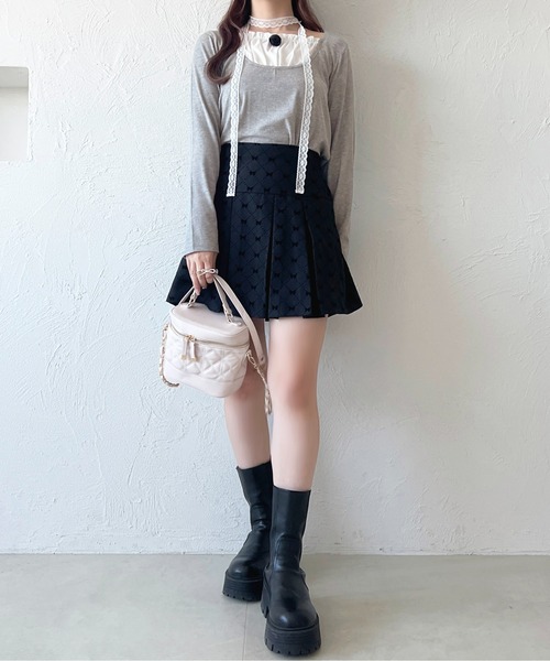 apres jour(アプレジュール)の「レースリボン付きレイヤード風トップス【ZOZOTOWN限定アイテム】(Tシャツ/カットソー・レディース・ブルー/ライトグレー/ピンク・X-LARGE/フリー)」の9枚目の写真