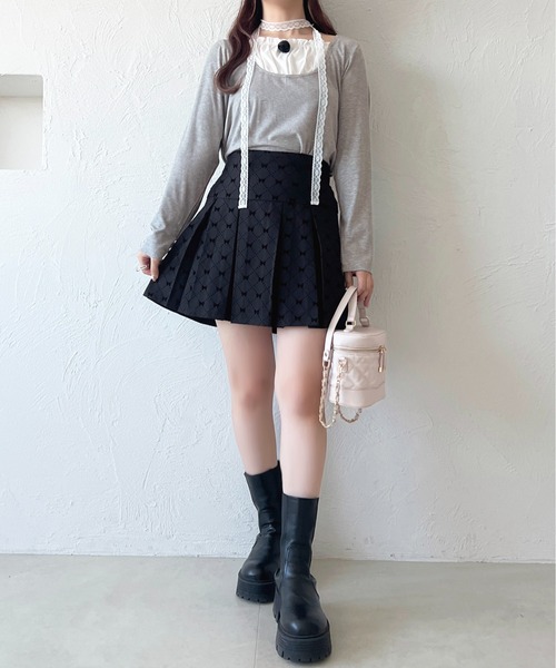 セール】レースリボン付きレイヤード風トップス【ZOZOTOWN限定