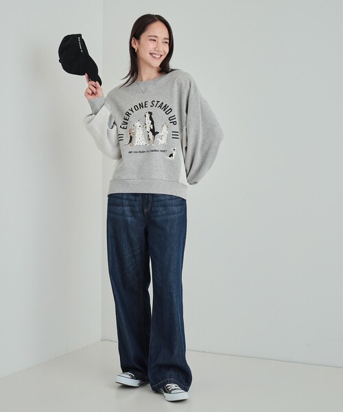 Cutie Blonde(キューティーブロンド)の「【S-LL/洗える】大人カジュアルコーデに プリントアソート 切替ドルマンスウェット(スウェット・レディース・アイボリー系/グレー系1/チャコール/ネイビー系3/ワイン系6/ホワイト系その他6・01/02/03/04)」の19枚目の写真