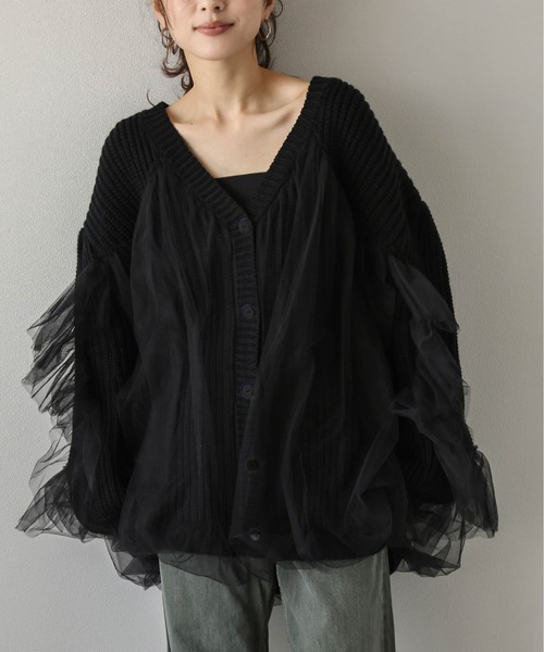 Lajour（ラジュール）の「[日本製]チュールカーディガン（カーディガン/ボレロ・レディース・ブラック/アイボリー・フリー）」の22枚目の写真