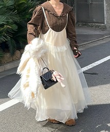 チュールフリルキャミワンピース