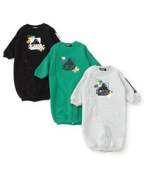 XLARGE KIDS（エクストララージキッズ）の「ペイントOGゴリラ2WAYオール（ロンパース・キッズ・グリーン/ブラック/トップグレー・50-70cm）」の17枚目の写真
