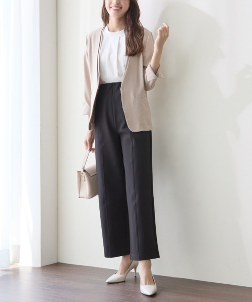 Tuche(トゥシェ)の「Tuche/トゥシェ スタイルアップ セミワイドパンツ 裏起毛(その他パンツ・レディース・ブラック/ネイビー・MEDIUM/LARGE)」の1枚目の写真