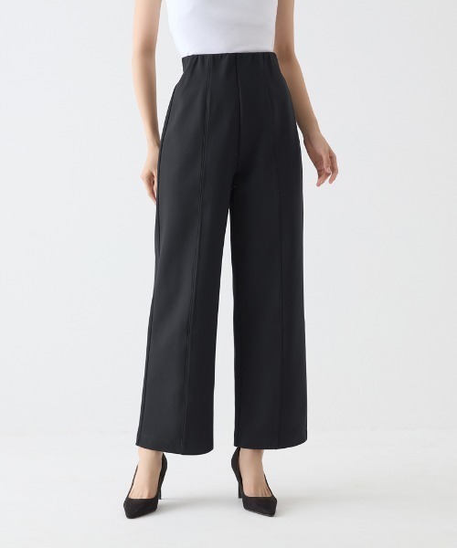 Tuche(トゥシェ)の「Tuche/トゥシェ スタイルアップ セミワイドパンツ 裏起毛(その他パンツ・レディース・ブラック/ネイビー・MEDIUM/LARGE)」の3枚目の写真