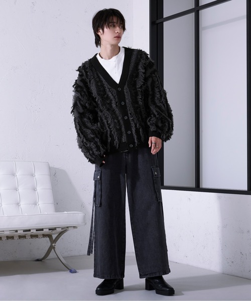 フリンジジャガードカーディガン（カーディガン/ボレロ）｜Ellno Loset