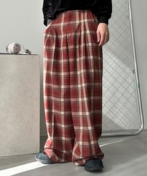 レディースのパンツ（レッド/赤色系・チェック柄）ファッション通販