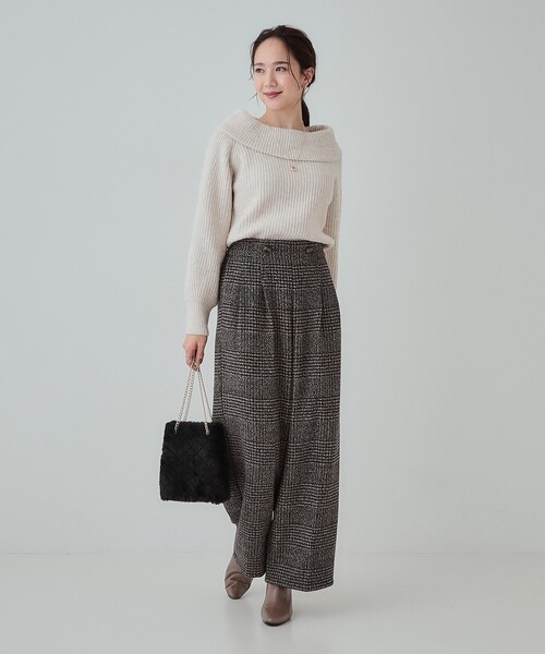 DRESKIP(ドレスキップ)の「◆センタープレスできれい見え あったか 柄アソート タックワイドパンツ【SHOO WARM】(その他パンツ・レディース・ダークブラウン系1/ライトグレー系4/ブラック系4・04/03/02/01)」の5枚目の写真