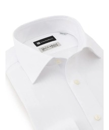 【完全ノーアイロン/ショートリーチ】長袖アイシャツ　ストライプ織　セミワイド　ホワイト/ラベンダー　WEB限定（ホワイト）