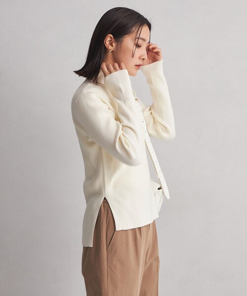 green label relaxing(グリーンレーベルリラクシング)の「【WEB限定】<at ease>リブ ニット プルオーバー -ウォッシャブル-(ニット/セーター・レディース・オフホワイト/ブラック/グレー・FREE)」の4枚目の写真