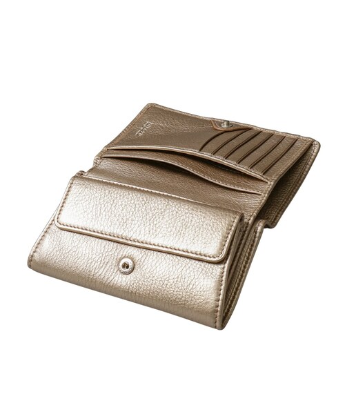 ヒロフ　グレージュレザー 二つ折り財布 保存袋付き ヒロフ グレージュレザー 二つ折り財布 保存袋付き ホリデー