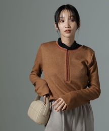 NANO universe | ホックヘンリーネックベルスリーブリブトップス(Tシャツ/カットソー)