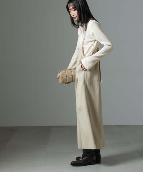 NANO universe(ナノユニバース)の「ホックヘンリーネックベルスリーブリブトップス(Tシャツ/カットソー・レディース・ライトベージュ/キャメル/ブラック・FREE)」の7枚目の写真