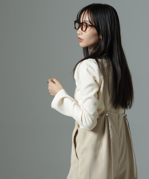 NANO universe(ナノユニバース)の「ホックヘンリーネックベルスリーブリブトップス(Tシャツ/カットソー・レディース・ライトベージュ/キャメル/ブラック・FREE)」の5枚目の写真