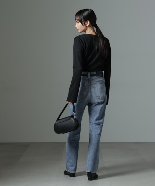 NANO universe(ナノユニバース)の「ホックヘンリーネックベルスリーブリブトップス(Tシャツ/カットソー・レディース・ライトベージュ/キャメル/ブラック・FREE)」の18枚目の写真