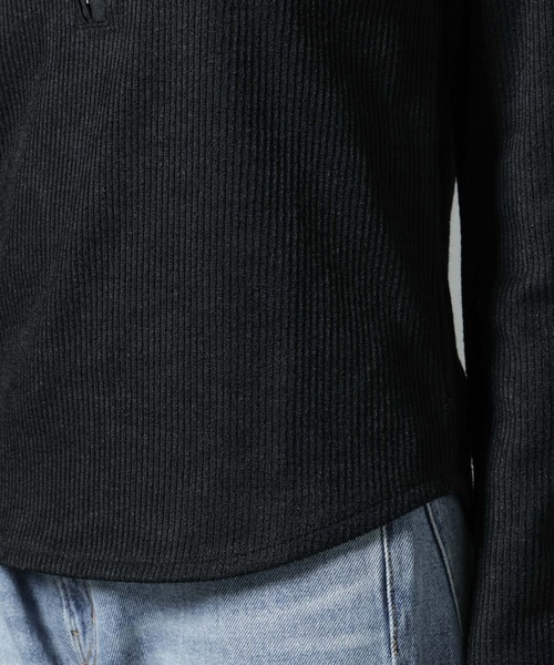 NANO universe(ナノユニバース)の「ホックヘンリーネックベルスリーブリブトップス(Tシャツ/カットソー・レディース・ライトベージュ/キャメル/ブラック・FREE)」の13枚目の写真