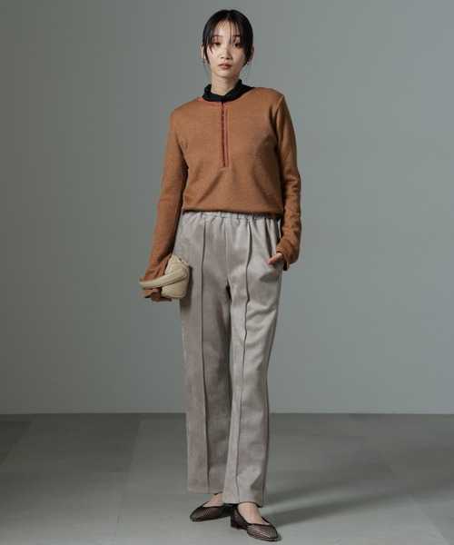 NANO universe(ナノユニバース)の「ホックヘンリーネックベルスリーブリブトップス(Tシャツ/カットソー・レディース・ライトベージュ/キャメル/ブラック・FREE)」の21枚目の写真