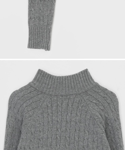 BLACKUP（ブラックアップ）の「[MADE] ベーシックケーブルニットジップアップ（パーカー・レディース・ブラック/グレー・ONESIZE）」の3枚目の写真