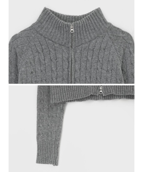 BLACKUP（ブラックアップ）の「[MADE] ベーシックケーブルニットジップアップ（パーカー・レディース・ブラック/グレー・ONESIZE）」の4枚目の写真
