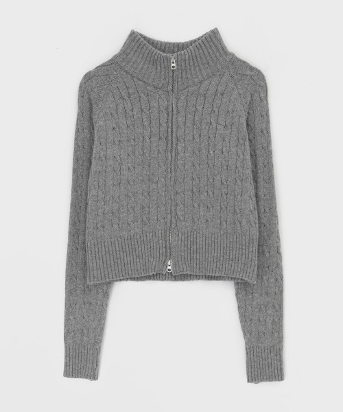 BLACKUP（ブラックアップ）の「[MADE] ベーシックケーブルニットジップアップ（パーカー・レディース・ブラック/グレー・ONESIZE）」の6枚目の写真