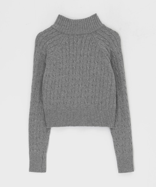 BLACKUP（ブラックアップ）の「[MADE] ベーシックケーブルニットジップアップ（パーカー・レディース・ブラック/グレー・ONESIZE）」の5枚目の写真