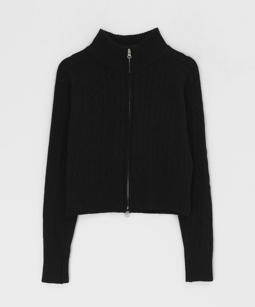 BLACKUP（ブラックアップ）の「[MADE] ベーシックケーブルニットジップアップ（パーカー・レディース・ブラック/グレー・ONESIZE）」の7枚目の写真