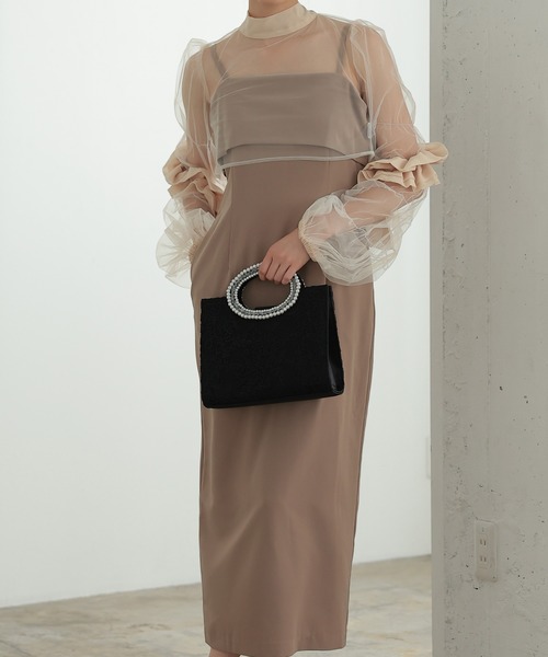 haremode（ハレモード）の「ハンドパール刺繍 パーティ オケージョン バッグ（クラッチバッグ・レディース・シルバー/ブラック/ベージュ・FREE）」の2枚目の写真