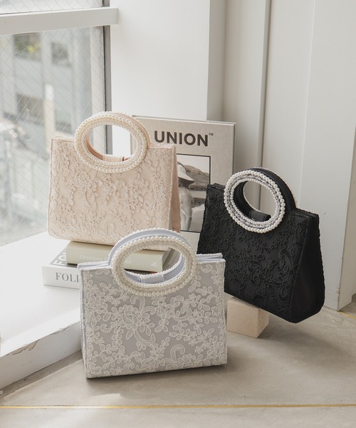 haremode（ハレモード）の「ハンドパール刺繍 パーティ オケージョン バッグ（クラッチバッグ・レディース・シルバー/ブラック/ベージュ・FREE）」の5枚目の写真