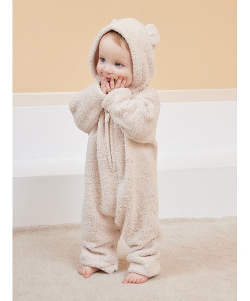 ジェラートピケ　BABY ケーキモチーフロンパース＆スタイ　女の子 限定カラーあり】【BABY】パウダーベアロンパース（ロンパース