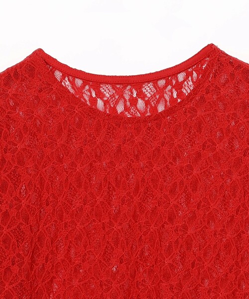 Ray BEAMS（レイビームス）の「ストレッチレース クルーネック Tシャツ（Tシャツ/カットソー・レディース・ブラック/レッド/ホワイト・ONE SIZE）」の8枚目の写真