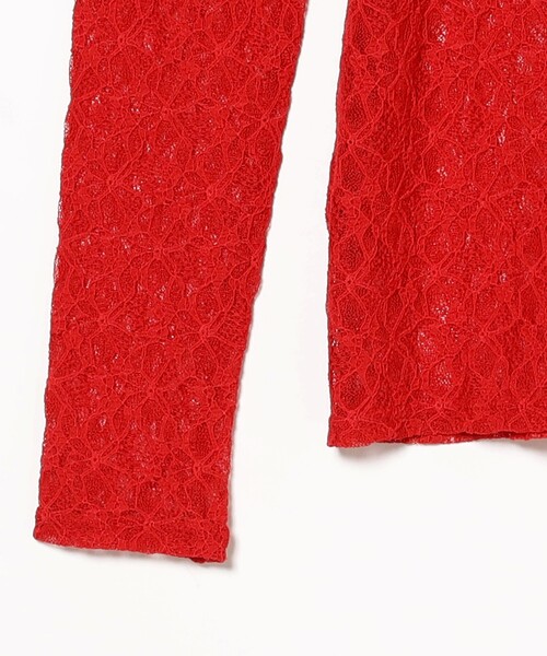 Ray BEAMS（レイビームス）の「ストレッチレース クルーネック Tシャツ（Tシャツ/カットソー・レディース・ブラック/レッド/ホワイト・ONE SIZE）」の7枚目の写真