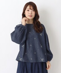 デニム刺繍ブラウス