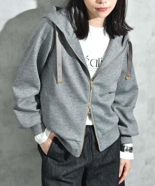 INTERPLANET（インタープラネット）の「ダンボールＺＩＰパーカー（パーカー・レディース・ネイビー/ブラック/グレイッシュベージュ/グレー/ダークグレー/アイボリー・FREE）」の5枚目の写真