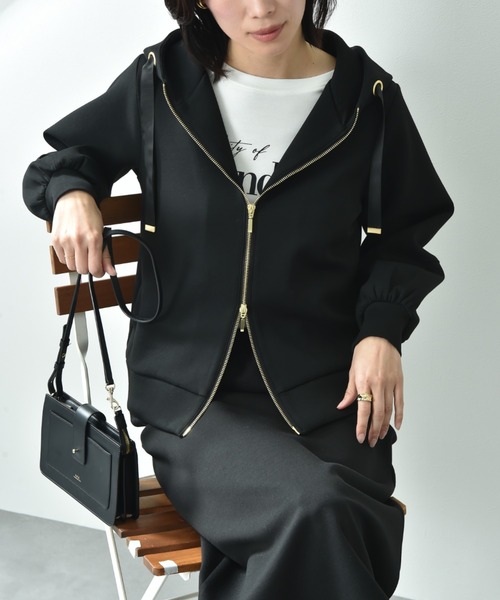 INTERPLANET（インタープラネット）の「ダンボールＺＩＰパーカー（パーカー・レディース・ネイビー/ブラック/グレイッシュベージュ/グレー/ダークグレー/アイボリー・FREE）」の21枚目の写真