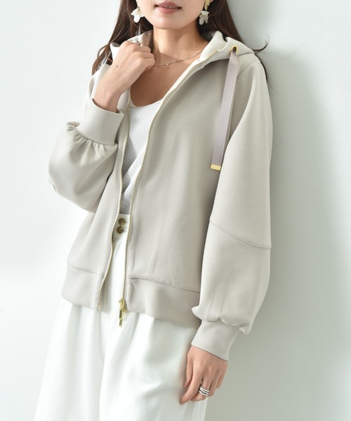 INTERPLANET（インタープラネット）の「ダンボールＺＩＰパーカー（パーカー・レディース・ネイビー/ブラック/グレイッシュベージュ/グレー/ダークグレー/アイボリー・FREE）」の13枚目の写真