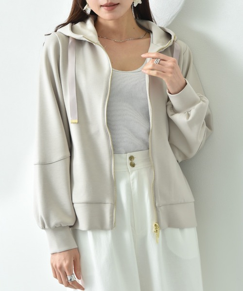 INTERPLANET（インタープラネット）の「ダンボールＺＩＰパーカー（パーカー・レディース・ネイビー/ブラック/グレイッシュベージュ/グレー/ダークグレー/アイボリー・FREE）」の14枚目の写真