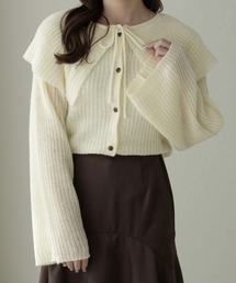 big collar ribbon knit cardigan / ビックカラーリボンニットカーディガン
