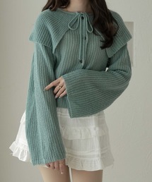 Ambre Neige | big collar ribbon knit cardigan / ビックカラーリボンニットカーディガン(カーディガン/ボレロ)