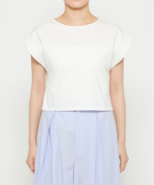 uncrave（アンクレイヴ）の「プレーンストレッチ ショートトップス（Tシャツ/カットソー・レディース・ホワイト系/ブラック系/ベージュ系・F）」の14枚目の写真