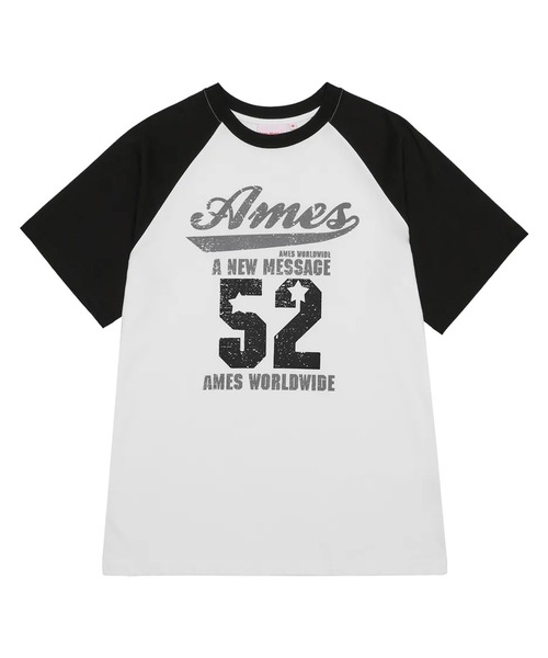 tシャツ A'GEM/9 × .kom 「AMESWORLDWIDE/アメスワールドワイド」 52 LOGO RAGLAN TEE/52ロゴラグランT A'GEM/9 × .kom 『AMESWORLDWIDE/アメスワールドワイド』 52