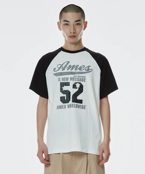 tシャツ A'GEM/9 × .kom 「AMESWORLDWIDE/アメスワールドワイド」 52 LOGO RAGLAN TEE/52ロゴラグランT A'GEM/9 × .kom 『AMESWORLDWIDE/アメスワールドワイド』 52