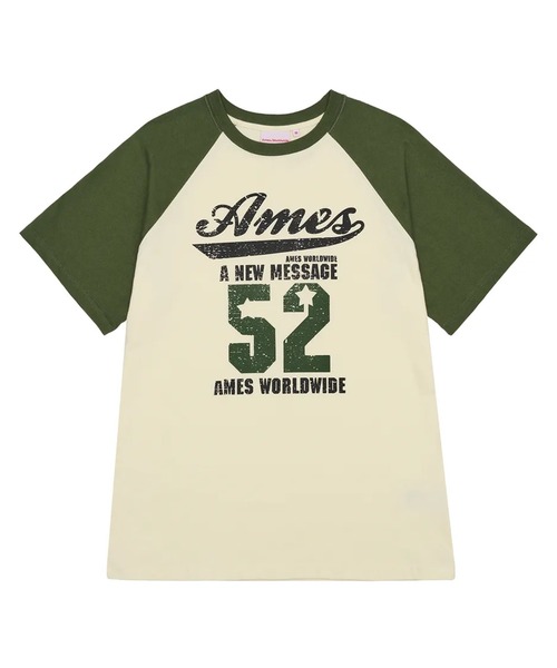 tシャツ A'GEM/9 × .kom 「AMESWORLDWIDE/アメスワールドワイド」 52 LOGO RAGLAN TEE/52ロゴラグランT A'GEM/9 × .kom 『AMESWORLDWIDE/アメスワールドワイド』 52