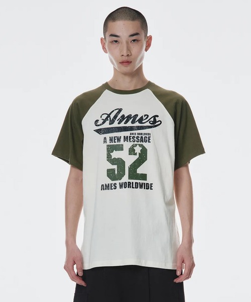 AMESWORLDWIDE(アメスワールドワイド)の「A'GEM/9 × .kom 『AMESWORLDWIDE/アメスワールドワイド』 52 LOGO RAGLAN TEE/52ロゴラグランTEE(Tシャツ/カットソー・レディース・ブラック/カーキ/レッド・S/M)」の16枚目の写真
